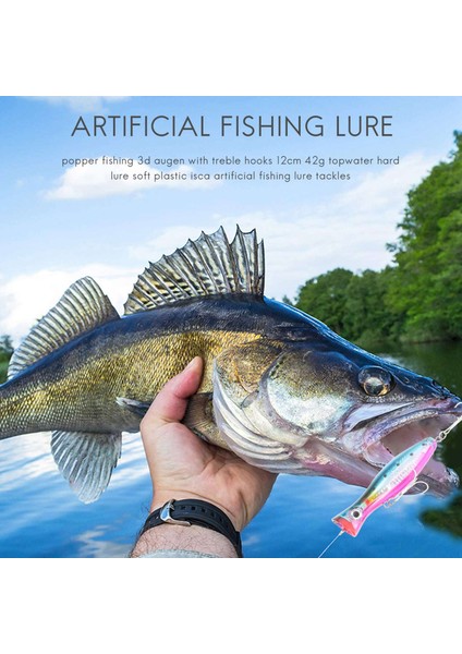 1 Adet Popper Balıkçılık 3D Burgu Tiz Kancalar ile 12 cm 42G Topwater Sert Cazibesi Yumuşak Plastik Isca Yapay Balıkçılık Cazibesi Takımları Mavi (Yurt Dışından) fiyatları