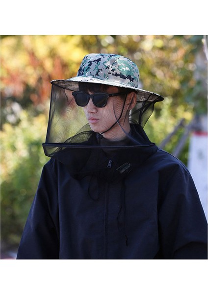 Yaz Yaprak Kamuflaj Açık Hava Sivrisinek Önleyici Balık Ağı Şapkası, Balık Tutma, Kamp ve Diğer Aktiviteler Için Uygun (Yurt Dışından) fiyatları