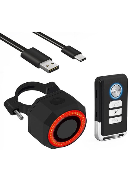Uzaktan Kumandalı Akıllı Bisiklet Arka Lambası, Otomatik Fren Lambası ile 110DB Hırsızlık Önleyici Bisiklet Alarm Arka Lambası (Yurt Dışından)
