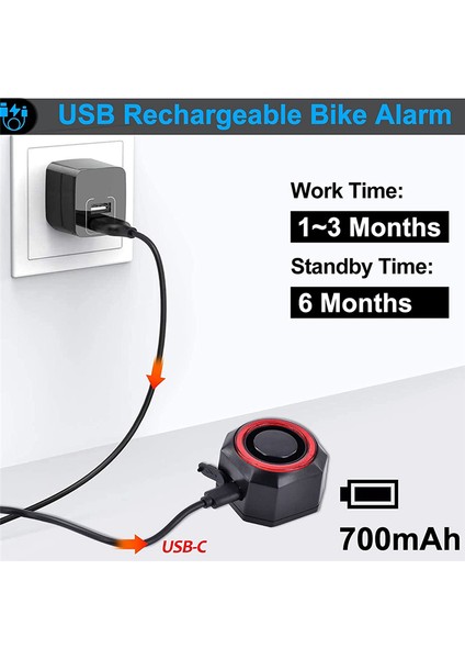 Uzaktan Kumandalı Akıllı Bisiklet Arka Lambası, Otomatik Fren Lambası ile 110DB Hırsızlık Önleyici Bisiklet Alarm Arka Lambası (Yurt Dışından)