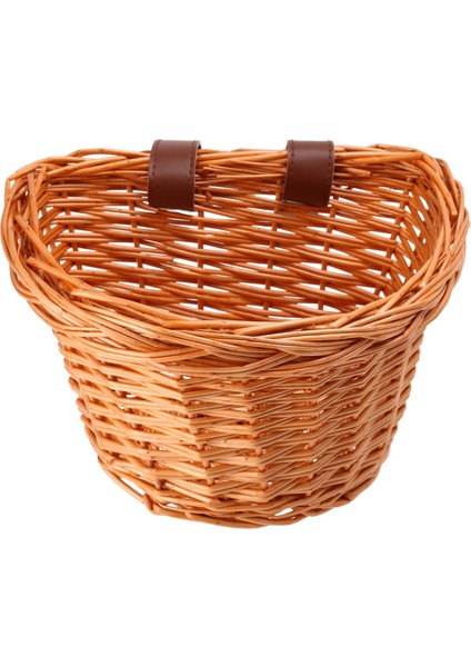 Hasır Bisiklet Sepeti Çocuk Bisiklet Ön Gidon Montaj Sepeti El Dokuma Rattan Depolama Sepeti, S (Bal Rengi) (Yurt Dışından)