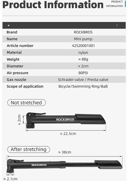 Rockbros Bisiklet Pompası Taşınabilir Hafif Mini El Pompası 80PSI Schrader/presta Valf Hava Şişirme Aleti Bisiklet Aksesuarları (Yurt Dışından) fırsatları
