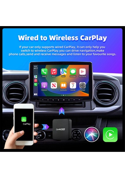 Araba Aı Box 2'si 1 Arada Kablosuz Android Auto Carplay Adaptörü Akıllı Araba Aı Box Araba Kablolu Carplay'den Kablosuz Carplay'e (Yurt Dışından)