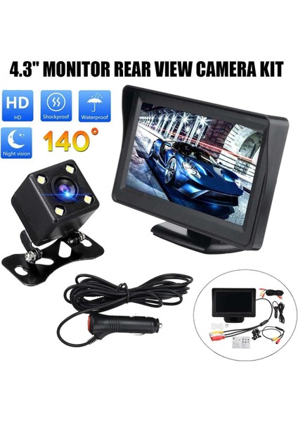 4.3 Inç Hd Araç Arka Görüş Yedekleme Monitörü Su Geçirmez Geri Vites Kamerası Gece Görüş Yedekleme Kamerası Park Sistemi Kiti (Yurt Dışından)