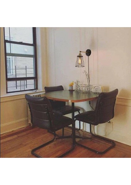 Vintage,rustik,retro Siyah Kafes 1 x E27 Duylu Kablolu Fişli Anahtarlı Metal Duvar Aplik