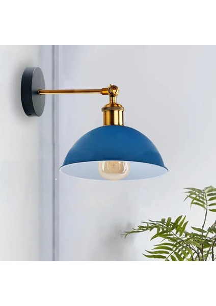 RETRO1,VİNTAGE1RUSTİK1 Açık Mavi Eskitme Duylu Masallı Tekli Duvar Aplik Şapka ÇAP:23 cm