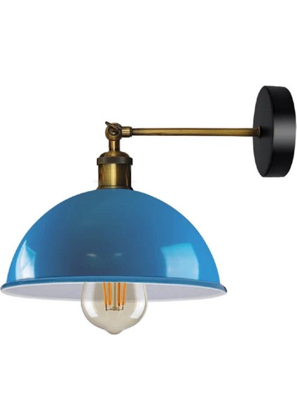 RETRO1,VİNTAGE1RUSTİK1 Açık Mavi Eskitme Duylu Masallı Tekli Duvar Aplik Şapka ÇAP:23 cm