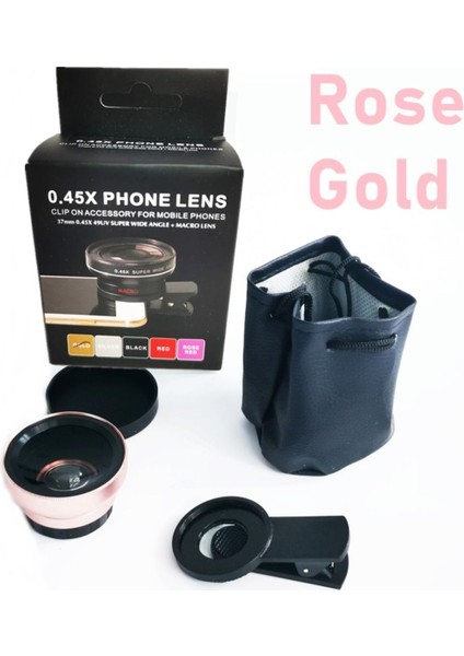 Geniş Açı Balık Gözü Lens Seti Balıkgözü Makro Telefon Lensi-Pembe Uyumlu