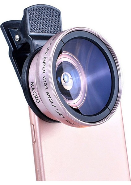 Geniş Açı Balık Gözü Lens Seti Balıkgözü Makro Telefon Lensi-Pembe Uyumlu