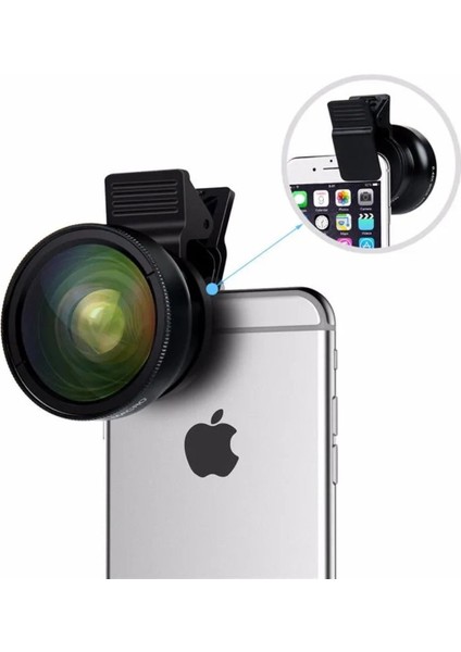 Geniş Açı Balık Gözü Lens Seti Balıkgözü Makro Telefon Lensi-Pembe Uyumlu