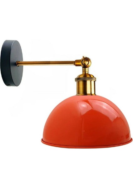 Vintage,retro,rustik Kırmızı 1 x E27 Eskitme Duylu Masallı Tekli Duvar Aplik Şapka ÇAP:23 cm