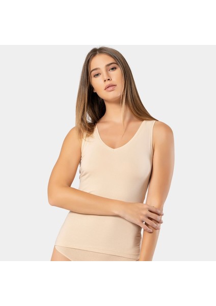 Kadın Askılı V Yaka Likralı Pamuklu Atlet 913/TEN modelleri