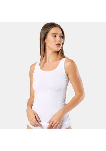 Kadın Askılı Likralı Kaşkorse Pamuklu Atlet 953/BEYAZ