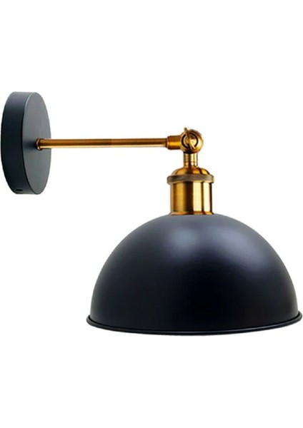 Vintage1,retro1,rustik1 Siyah1 1 x E27 Eskitme Duylu Masallı Tekli Duvar Aplik Şapka ÇAP:23 cm