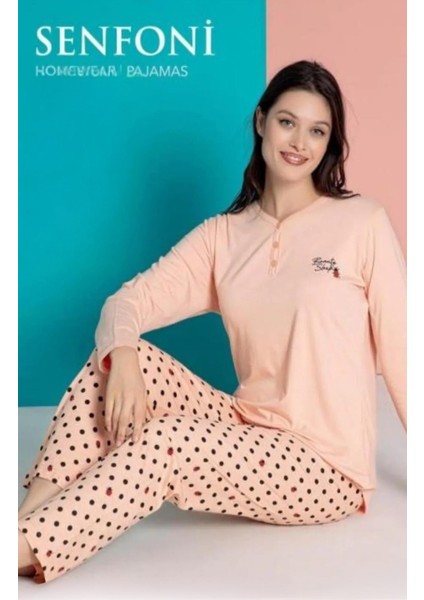 Kadın Penye Uzun Kol Pijama Takımı Senfoni - 10223