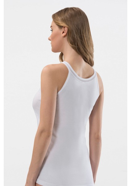 Kadın Şerit Detaylı Ince Askılı Kaşkorse 2’li Pamuklu Atlet 204/BEYAZ indirimleri