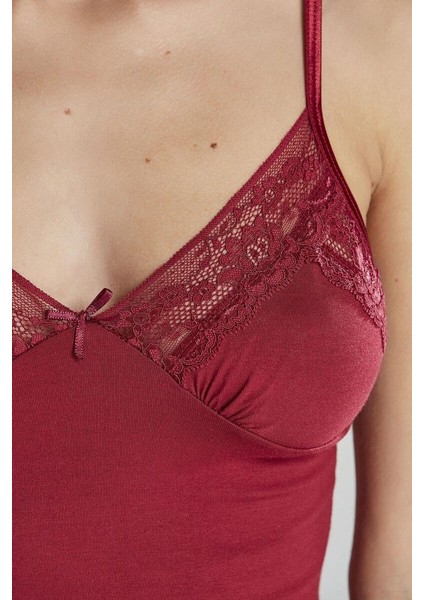Bordo Penye Dantelli Atlet Külot Takım 350