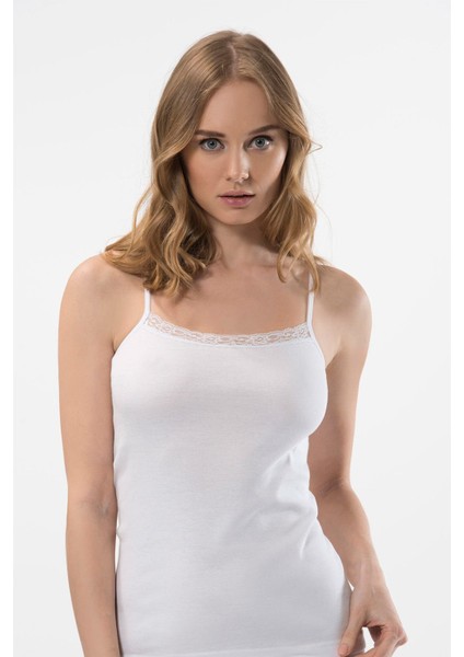 Kadın Dantelli Ip Askılı Kaşkorse 2’li Pamuklu Atlet 292/BEYAZ fiyatları