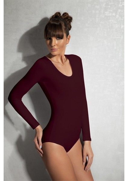 Kadın Modal Derin Yuvarlak Yaka Uzun Kollu Body 12401 modelleri
