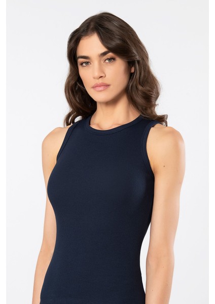 Kadın Kolsuz Ribana Atlet 3407/LACIVERT