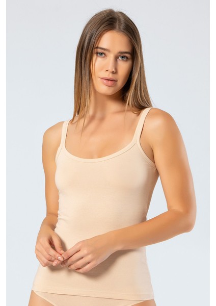 Kadın Ip Askılı Likralı Pamuklu Atlet 914/TEN