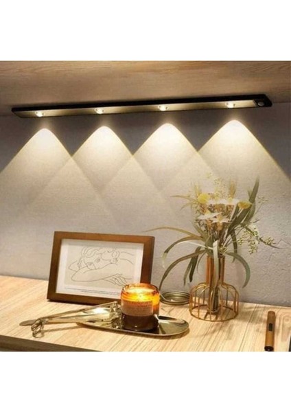 3 Adet 60 cm Sensörlü, Sensörsüz Kullanılabilir USB Şarjlı Taşınabilir Mutfak, Dolap, Gece Lambası