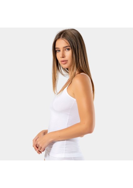 Kadın Ayarlanabilir Ip Askılı Kaşkorse Likralı Pamuklu Atlet 970/BEYAZ fiyatları