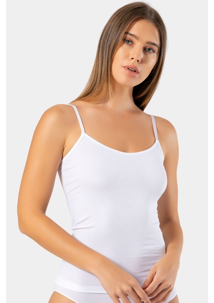 Kadın Ayarlanabilir Ip Askılı Kaşkorse Likralı Pamuklu Atlet 970/BEYAZ indirimleri