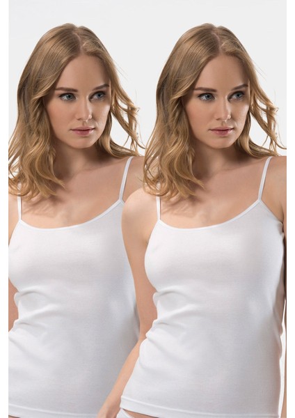 Kadın Ip Askılı Kaşkorse 2’li Pamuklu Atlet 214/BEYAZ