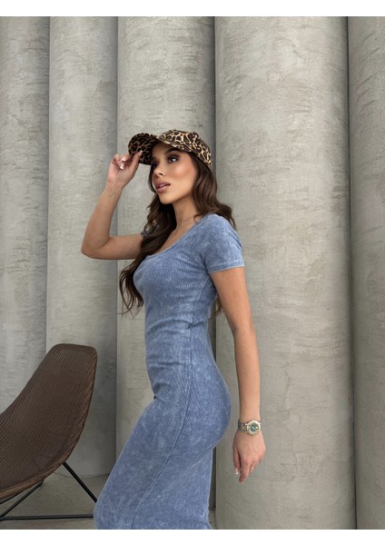 Mavi Kısa Kol Elbise fiyatları