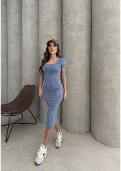 Mavi Kısa Kol Elbise fırsatları