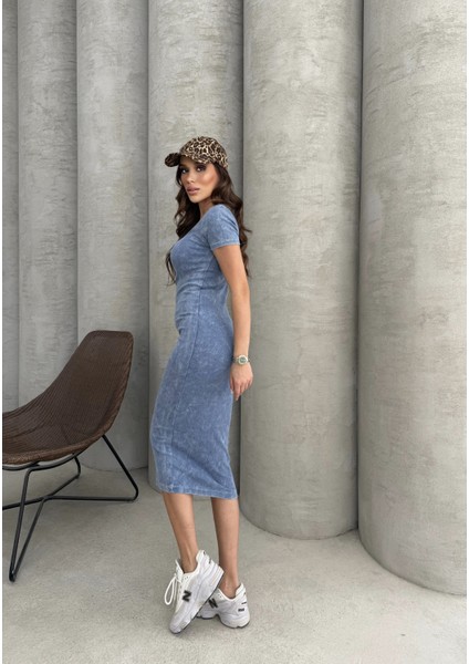 Mavi Kısa Kol Elbise indirimleri