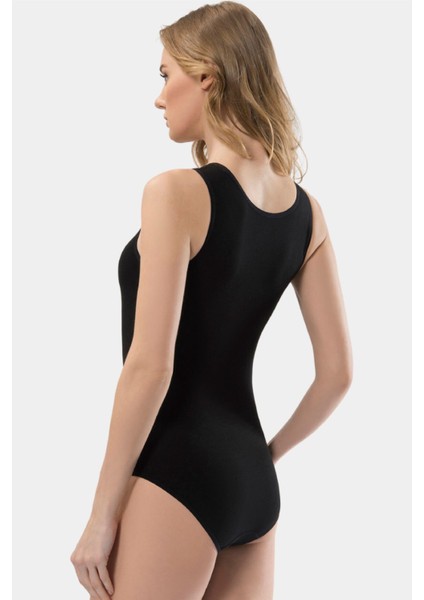 Kadın Askılı Pamuklu Agraflı Body 286/SIYAH