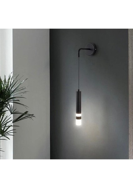 Siyah ,aplik,yatakbaşı,banyo,boru Sarkıt,lamba,led Aydınlatma,dekoratif 3000K Işık