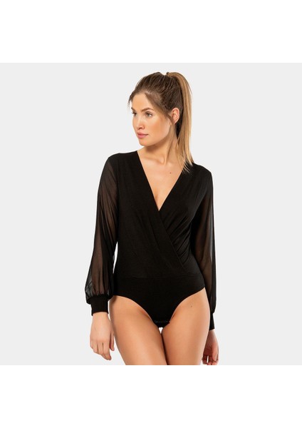 Kruvaze Yaka Uzun Kollu Çıtçıtlı Body 3501/SIYAH fiyatları