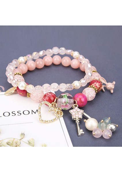 Koyu Altın Gül Kore Pop Taze Çiçek Bileklikleri Kadınlar Için Basit ve Taze Öğrenci Kristal Boncuk Bilezik Hediye Kadın Takı (Yurt Dışından) indirimleri