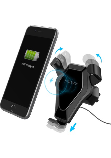 Qi Standart Araba Kablosuz Şarj Aygıtı - Ağırlıkla Cep Telefonu Tutucu, iPhone x 8, Samsung Galaxy S8 S7 Edge Için Hızlı Kablosuz Şarj (Yurt Dışından)
