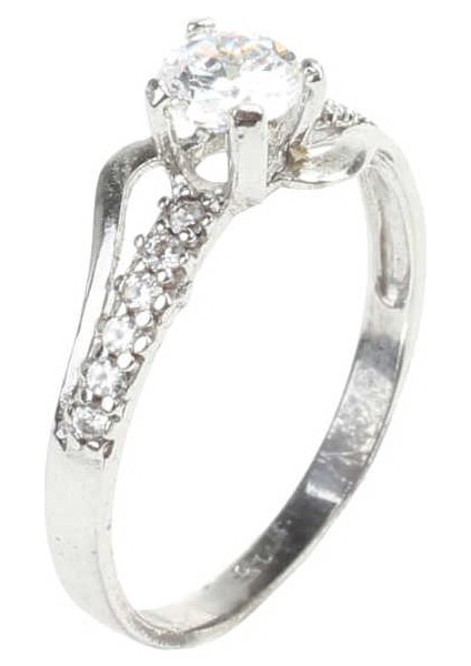 925 Ayar Gümüş Tektaş Motifli Yanı Taşlı 150 crt Görünümlü Yüzük fiyatları