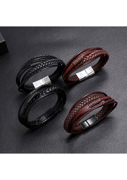 20CM Tarzı NO.83939 Beden Kotik Yeni Moda Klasik Hakiki Deri Bilezik Erkekler Için El Şansı Takı Çok Katmanlı Erkek Bileziği El Yapımı Takı (Yurt Dışından) fiyatları