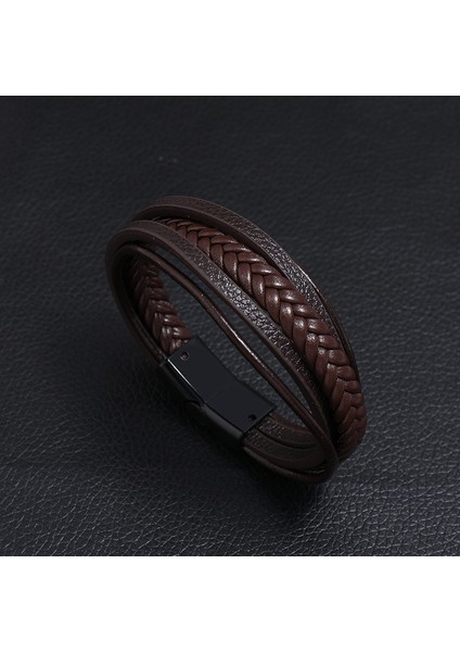 20CM Tarzı NO.83933 Beden Letapı Trendy Gerçek Deri Bileklik Erkek Paslanmaz Çelik Çok Katmanlı Örgülü Halat Bilezikler Erkek Bilezik Takı (Yurt Dışından) fiyatları
