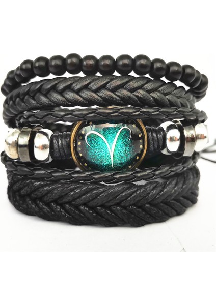 Siyah Örgülü Koç Boğa Yengeç 12 Burçlu Kol Bileziği Bilezik Erkek Erkek Bilezikler Moda Takı Kadın Deri Bilezikler (Yurt Dışından) fiyatları