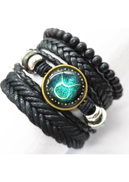 Siyah Örgülü Koç Boğa Yengeç 12 Burçlu Kol Bileziği Bilezik Erkek Erkek Bilezikler Moda Takı Kadın Deri Bilezikler (Yurt Dışından) fırsatları