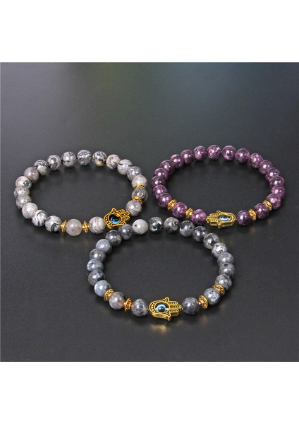 17CM Tarzı Harita Jasper Hamsa Şans Bileklik Erkekler Budizm Doigts De Fatima Mavi Nazar Boncuklu Bilezik Kadınlar Amulet Lav Taşı Bilezik El Yapımı Takı (Yurt Dışından) fırsatları