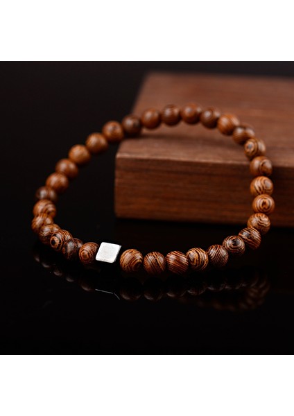 No.3 Boyutu 6mm Doğal Ahşap Budist Dua Bilekliği Erkekler Için Metal Geometrik Boncuklu Elastik Bilezik Şanslı Takı Hediye (Yurt Dışından) fiyatları