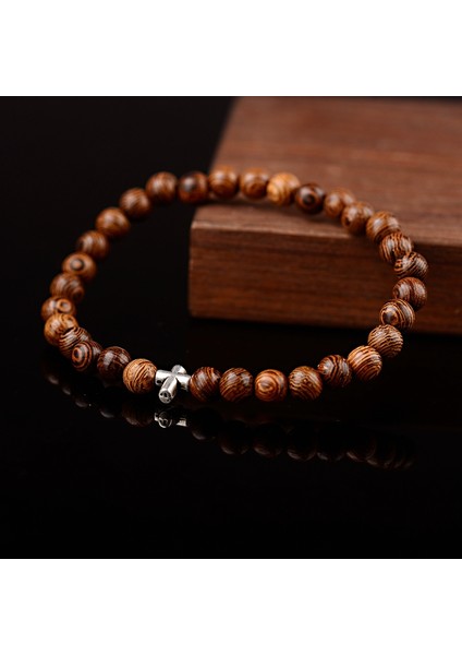 No.3 Boyutu 6mm Doğal Ahşap Budist Dua Bilekliği Erkekler Için Metal Geometrik Boncuklu Elastik Bilezik Şanslı Takı Hediye (Yurt Dışından) fırsatları