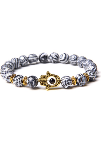 17CM Tarzı Yeşil Ejderha Hamsa Şans Bileklik Erkekler Budizm Doigts De Fatima Mavi Nazar Boncuklu Bilezik Kadınlar Amulet Lav Taşı Bilezik El Yapımı Takı (Yurt Dışından)