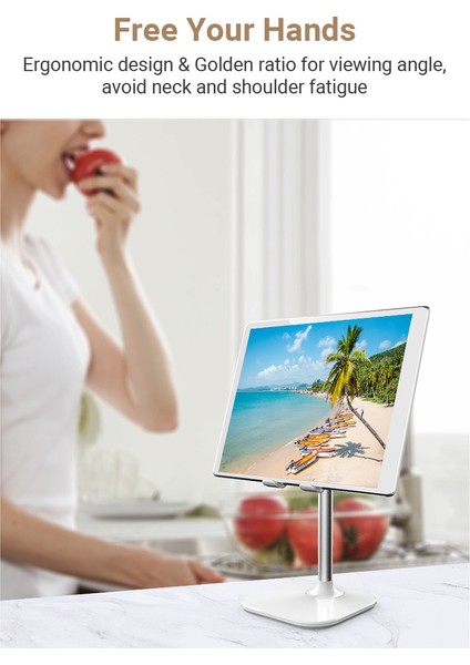 B026 Taşınabilir Cep Telefonu Masaüstü Standı Yükseklik Açısı Ayarlanabilir Beyaz (Yurt Dışından) modelleri