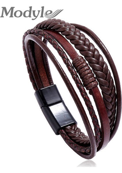 20CM Tarzı NO.83930 Beden Kotik Yeni Moda Klasik Hakiki Deri Bilezik Erkekler Için El Şansı Takı Çok Katmanlı Erkek Bileziği El Yapımı Takı (Yurt Dışından)