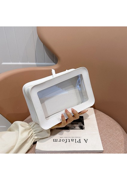 Basit Şeffaf Kırmızı Kozmetik Çantası Büyük Kapasiteli (Yurt Dışından) modelleri