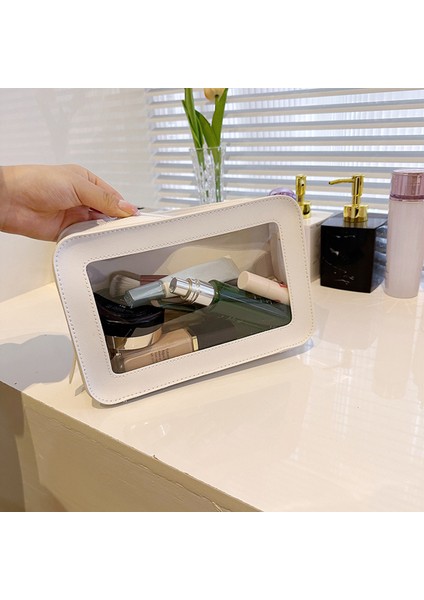 Basit Şeffaf Kırmızı Kozmetik Çantası Büyük Kapasiteli (Yurt Dışından) fırsatları